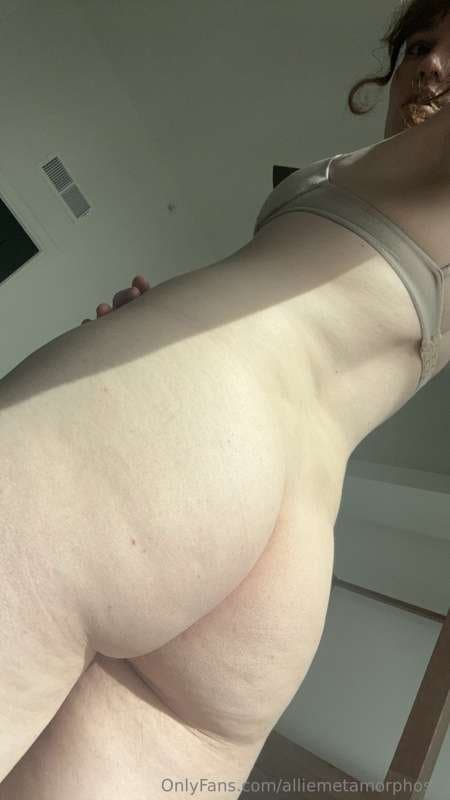 Beautiful trans girl in red lingerie showing her little clit and ass