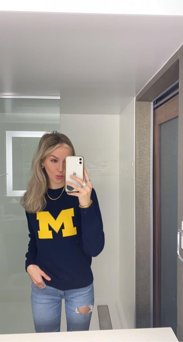 Blonde model taking deep strokes