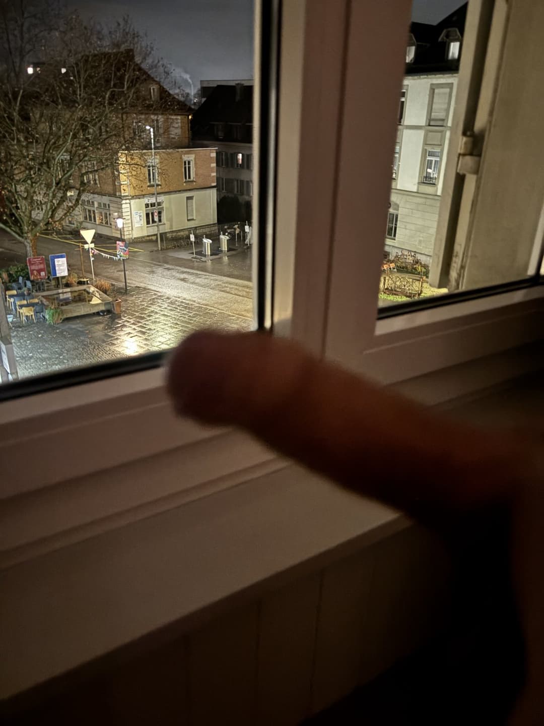 Click to view full size Jerking in front of the window of the hotel room