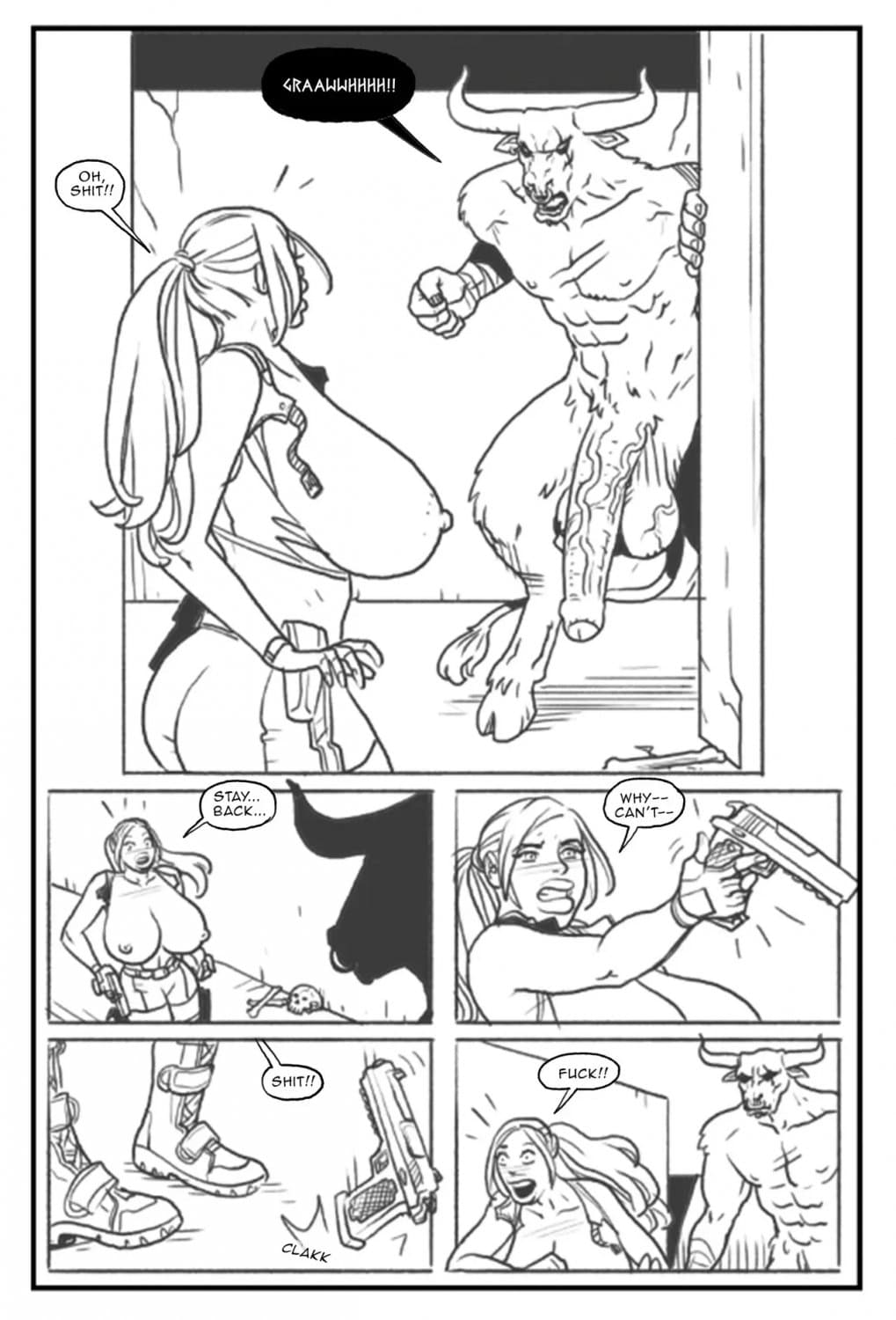 [comic] Lara Croft in the labyrinth of the minotaur (english - español)