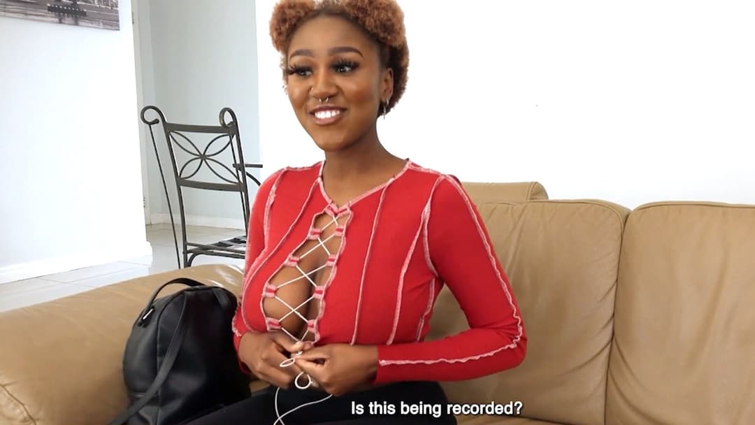 Huge boobs African girl is shy on video but he had more hidden cameras