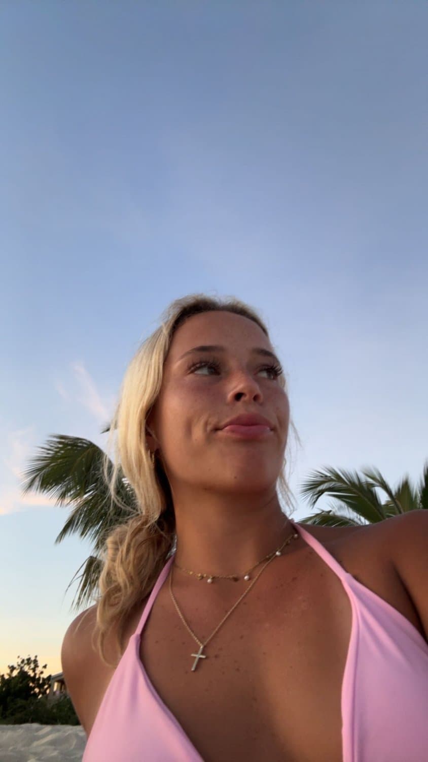 perfect blonde fit couple in matching red pjs