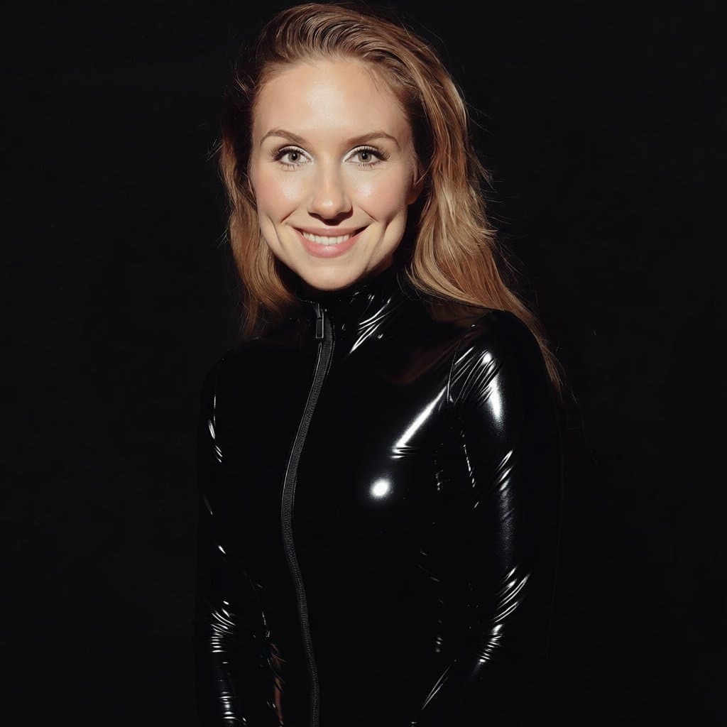 Sexy babe in vinyl catsuit