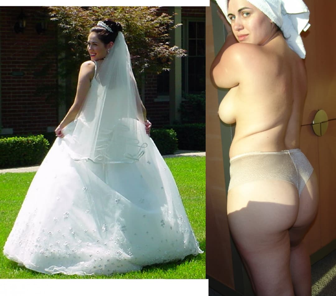 Dressed Undressed Slut Bride Spread Legs Shaved Pussy, Big Spread Ass and Big Tits