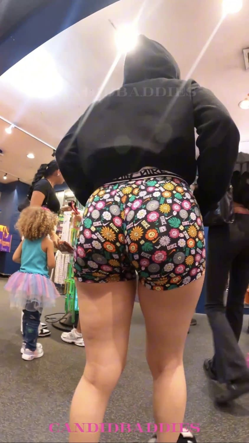 jiggly ass in shorts showing off candid