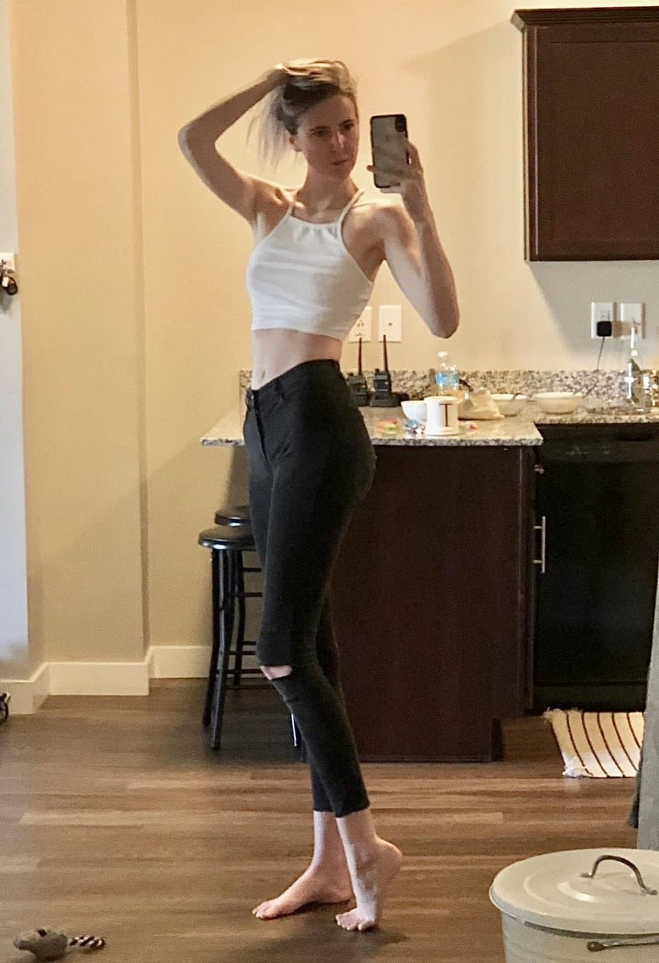 Tall Leggy Skinny Slut With Tiny Tits Is A Total Whore