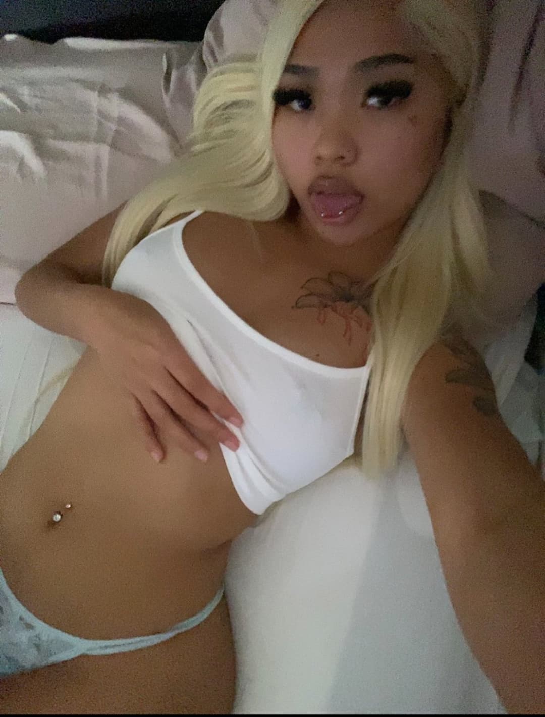 Tatted Asian abg dyed her hair blonde because I leaked her sucking my dick and her fam found out