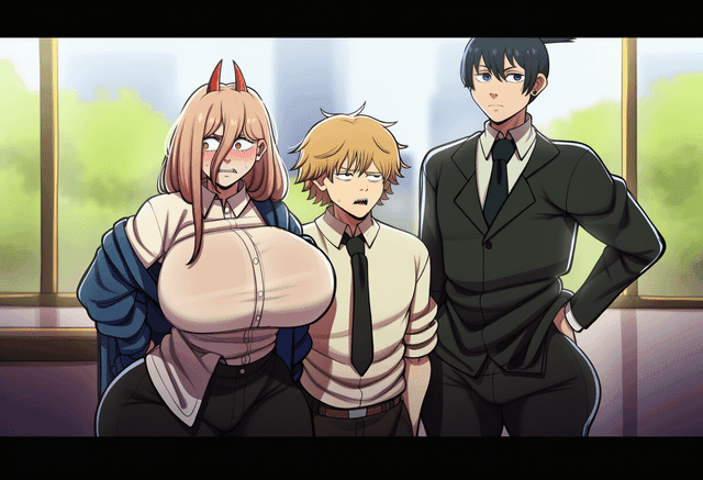 power helping out makima futa at the office