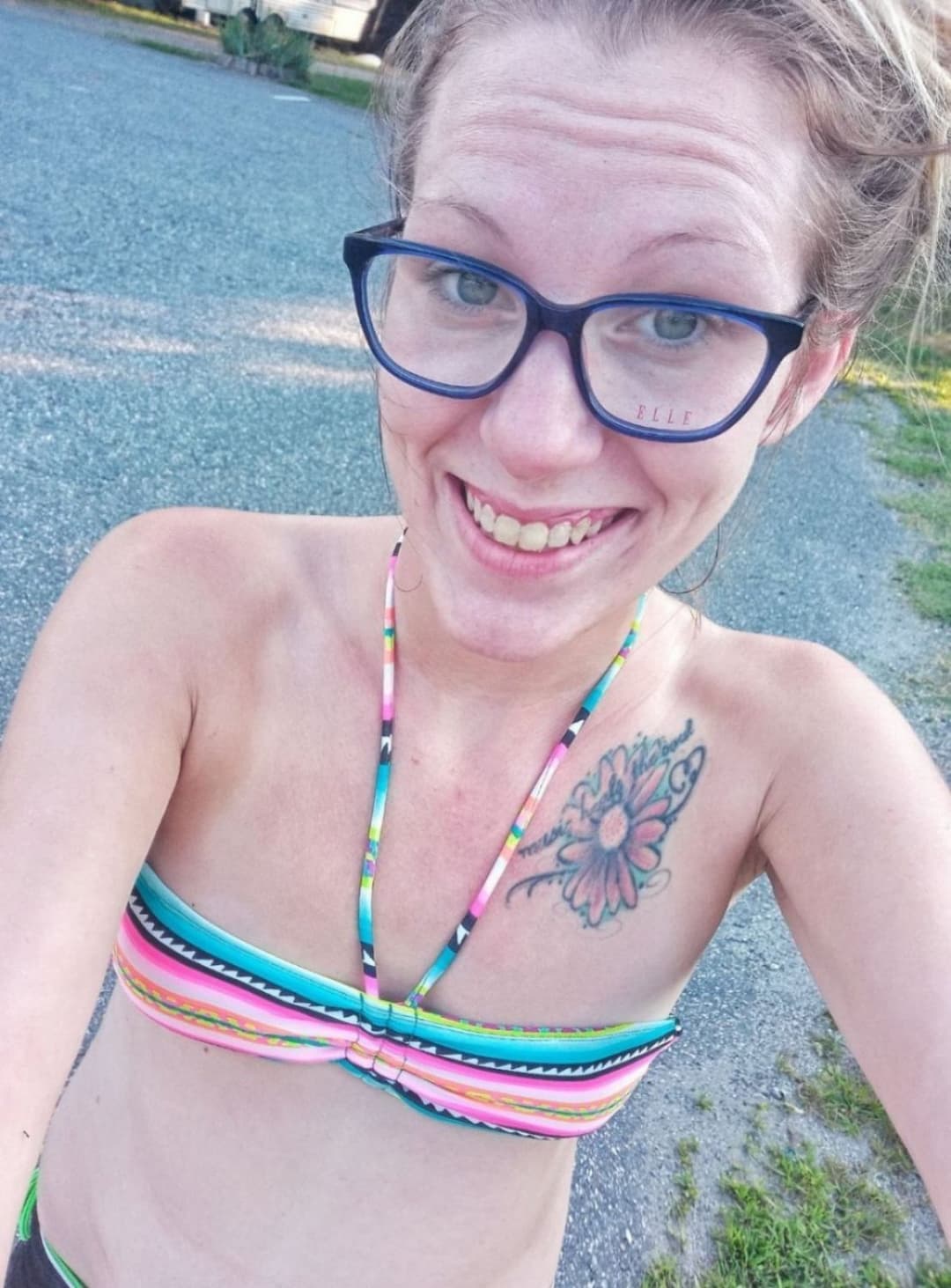 Click to view full size Sabrina has small saggy tits and a huge ugly pussy