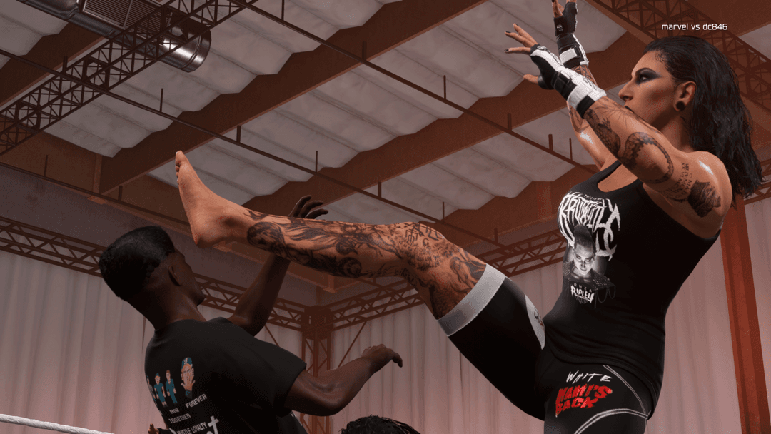 Giant Rhea Ripley and Rhea Ripley ballbusting Low Blow ?‍?