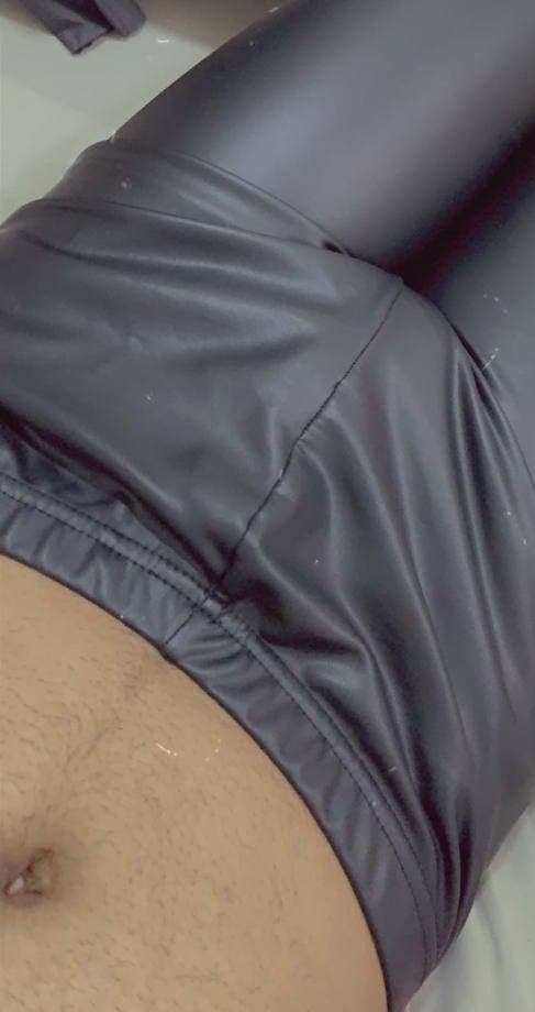 Click to view full size Dick play wearing leather pants