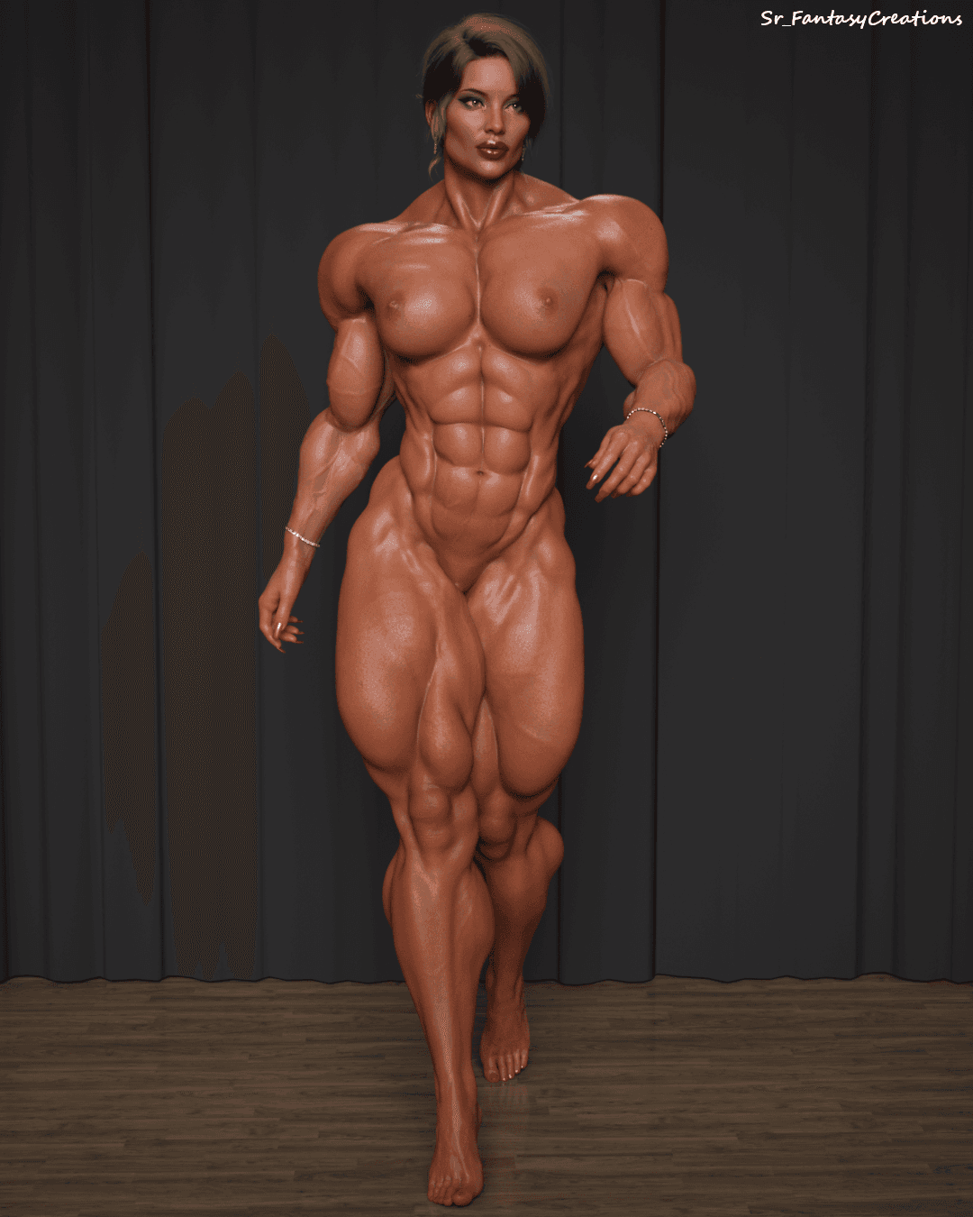 Nude Ms Olympia, mandatory muscle touching & feeling