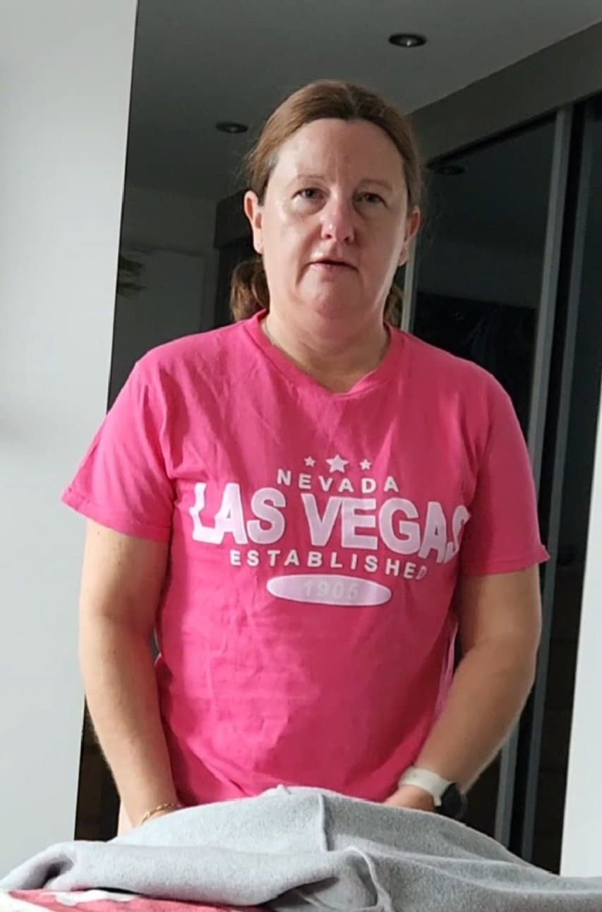 Mature milf jiggling her little boobs and belly! Want to see her jiggle them fully topless?