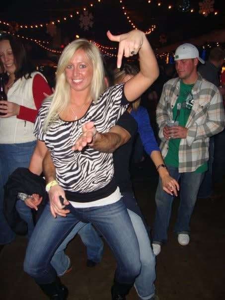 Big boobed blonde partying hard