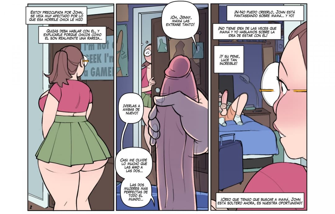 [comic] son fucks his mom and sister (english - español)