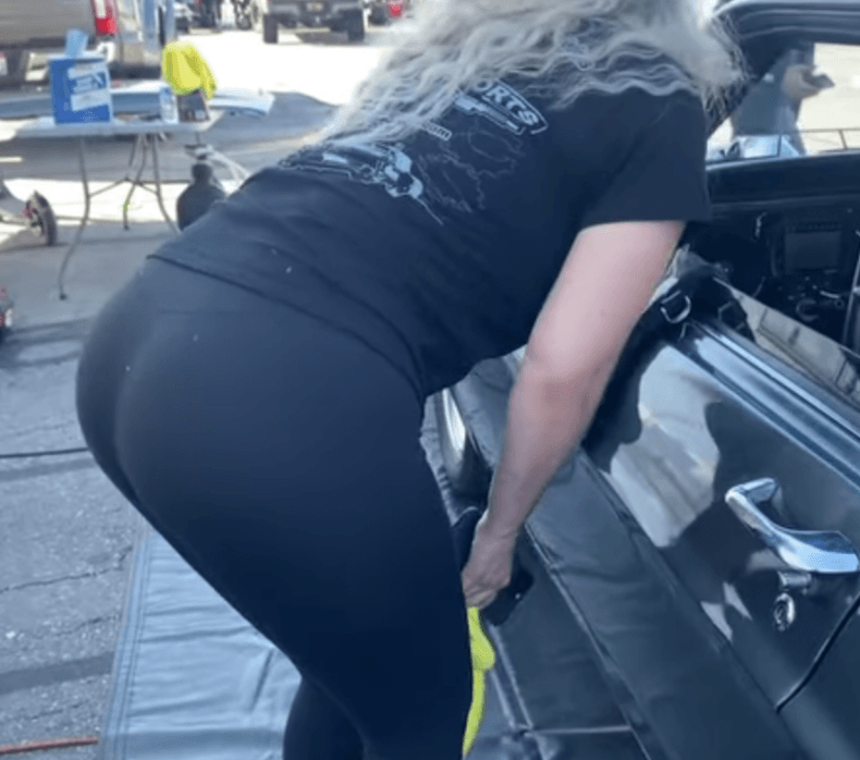 Beautiful thick blonde mechanic slut
