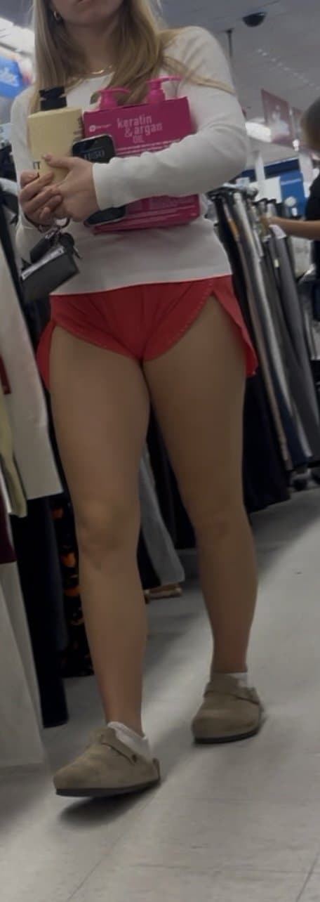 Tight shorts tight Pussy print blonde