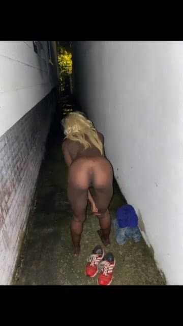 Ebony crackhead sucking dick in the alley, dude had to do a asshole check