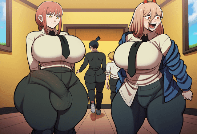 power helping out makima futa at the office