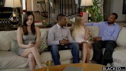 
interracial threesome with cream pie for dessert