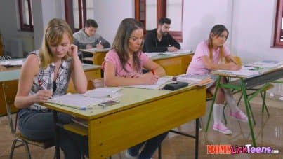 
busty teacher with a huge strap on