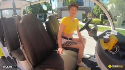 
her golf cart breaks down and she needs some help!