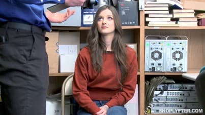 
blue-eyed hottie gets busted by a security officer