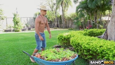 
horny nun releases sexual tension with a gardener