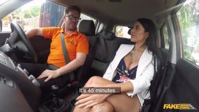 
driving lesson for a very busty student