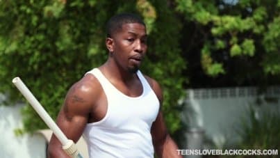 
teen is oiled up and fucked by black pool boy