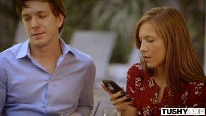 
young redhead tries double penetration