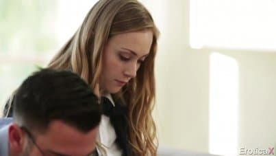 
teacher in school uniform and shy student