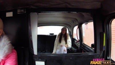 
big strap on in female fake taxi