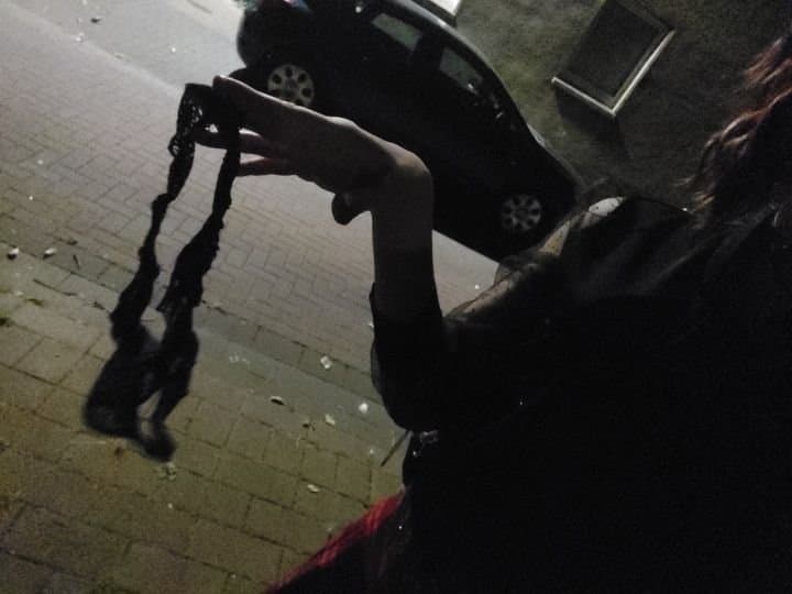 Click to view full size Sissy Slutwalk, locked and plugged. Almost got caught lifting my skirt to take a pic