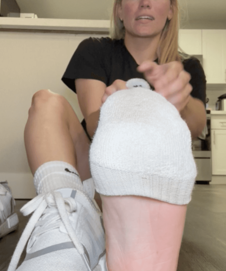 Click to view full size Blonde Athlete Stinky Feet Tease Socks Fetish