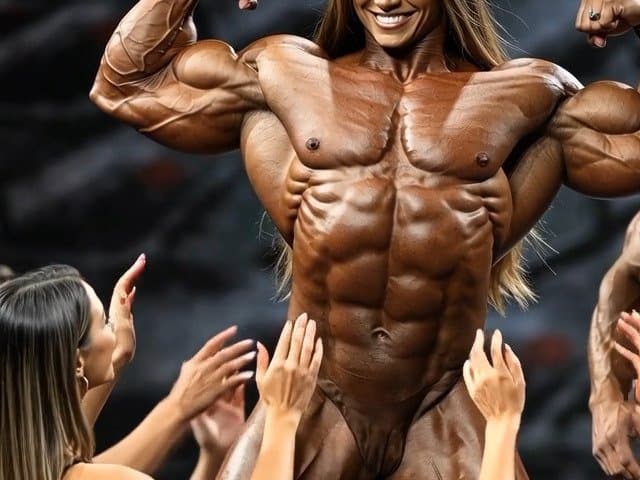 Click to view full size The naked bodybuilding show now is turning to a wild lesbian muscle orgy