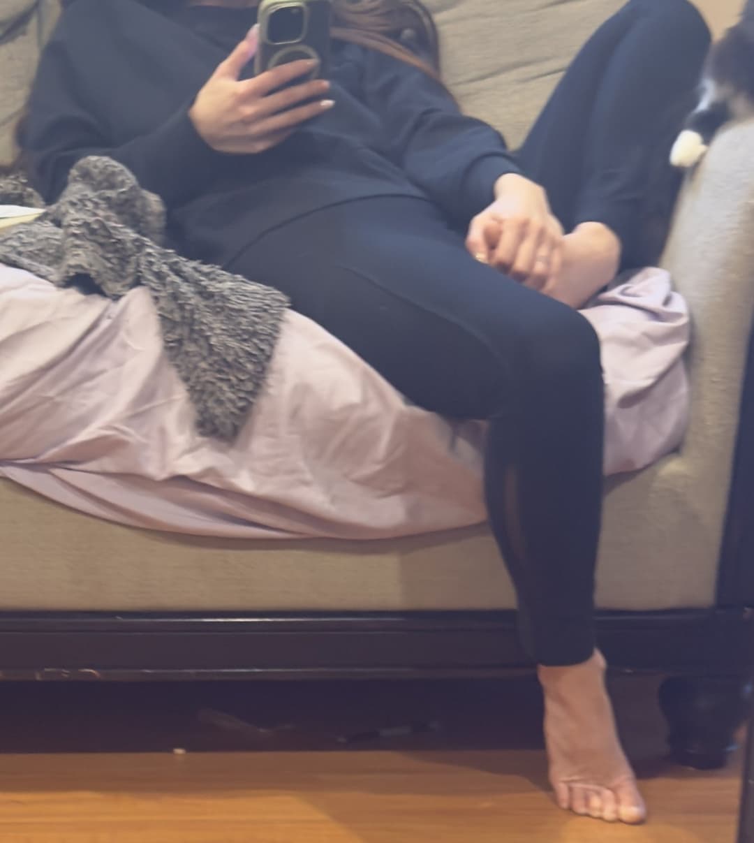Click to view full size Wife’s sexy feet creepin couch size 6