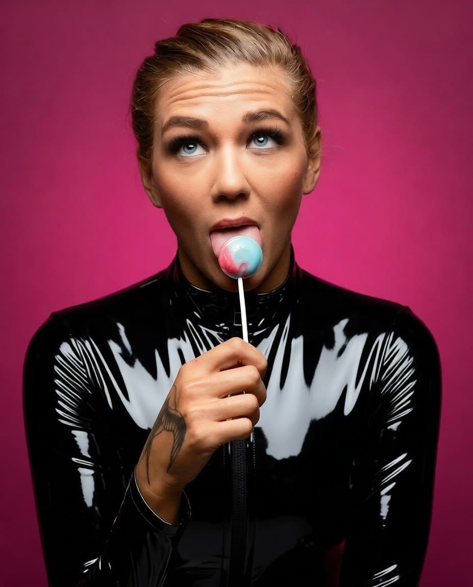 Click to view full size Hot vinyl babe