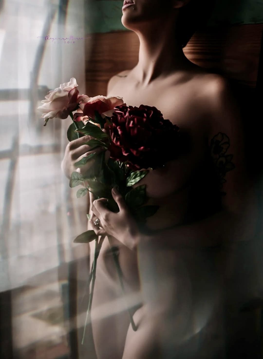 Click to view full size Short blonde hair pierced tit boudoir