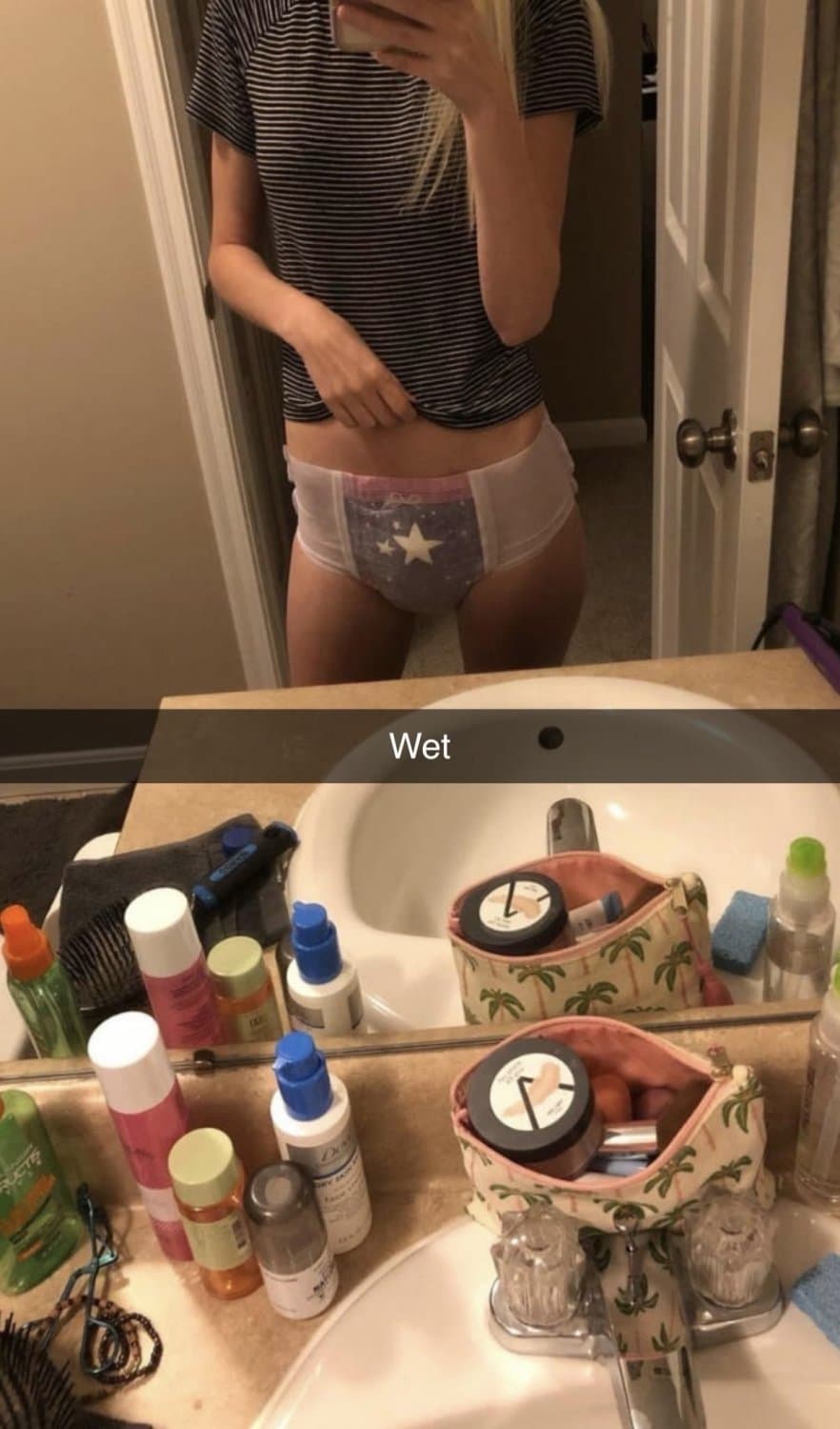 Click to view full size Blonde smoke show secretly wears diapers!