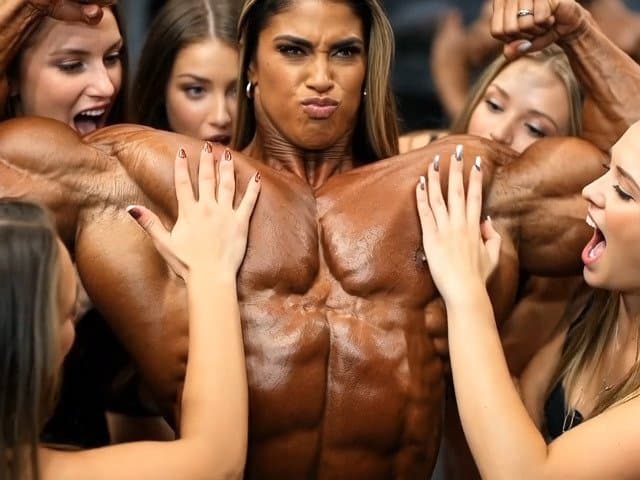Click to view full size The naked bodybuilding show now is turning to a wild lesbian muscle orgy