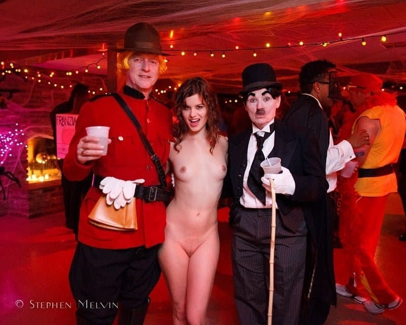 Click to view full size Alexis naked for a costume party